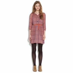MADEWELL Silk Peasant Dress in Retrogrid